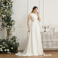 New modern round neck sleeveless tulle fabric ladies elegant lace bulk wedding dresses